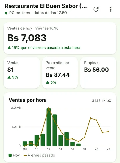Ventas del día en el celular del dueño